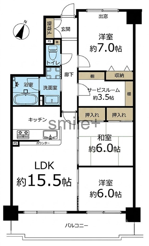 サーパス津高台通り一番館 間取図・土地図