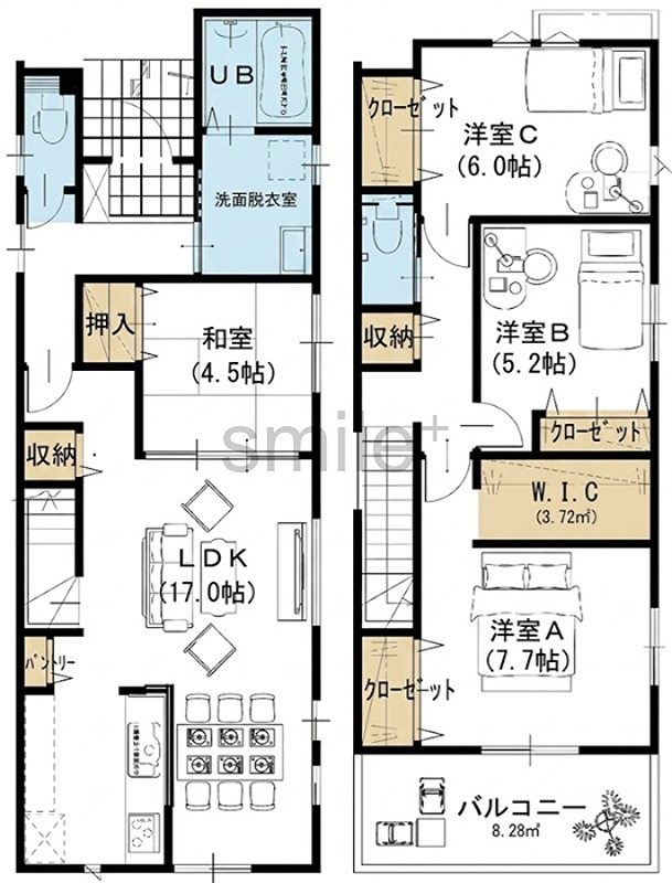 よかタウン岡山市北区久米１期＊仲介手数料無料＊360°パノラマツアー掲載中＊ 間取図・土地図