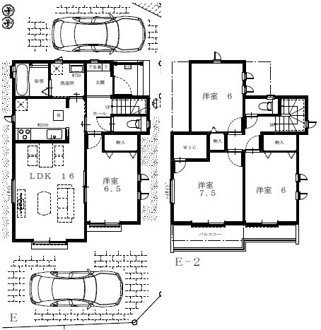 裏宿E号棟 間取図・土地図