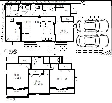 青梅裏宿町 Ｃ号棟 間取図・土地図