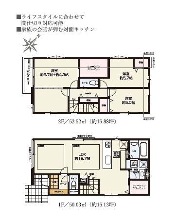 昭島市緑町6期 2号棟 / 新築 間取図・土地図