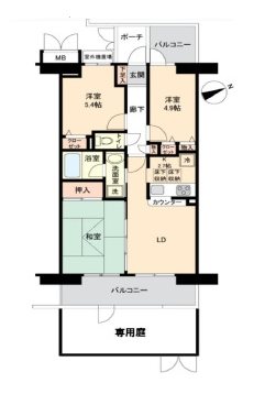 ライオンズガーデン河辺リバーサイド 1階 / 中古マンション 間取図・土地図