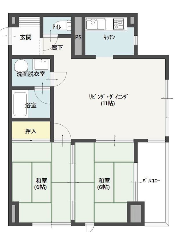 湯野浜リゾートマンション都 301号室 間取り図