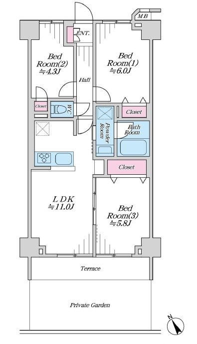 綱島ダイヤモンドマンション 間取図・土地図