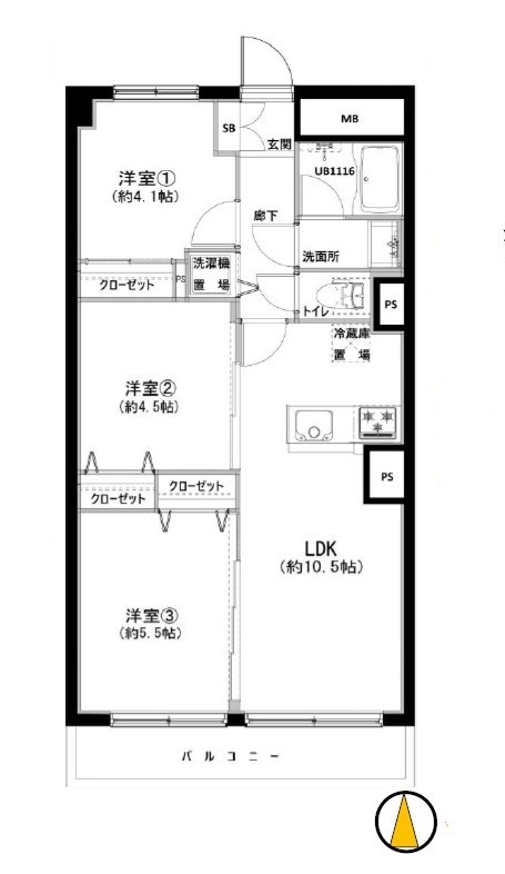 南幸第二KSマンションA棟 間取図・土地図