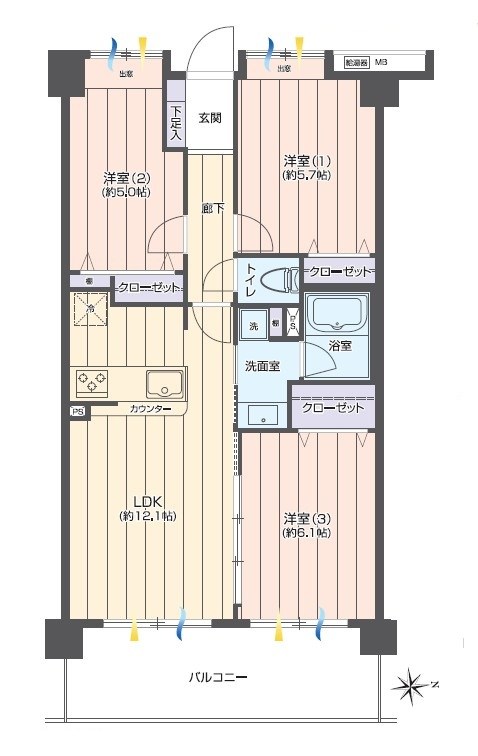 ダイアパレス元住吉 間取図・土地図