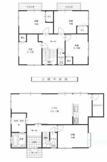 朽網東六丁目戸建 間取図・土地図