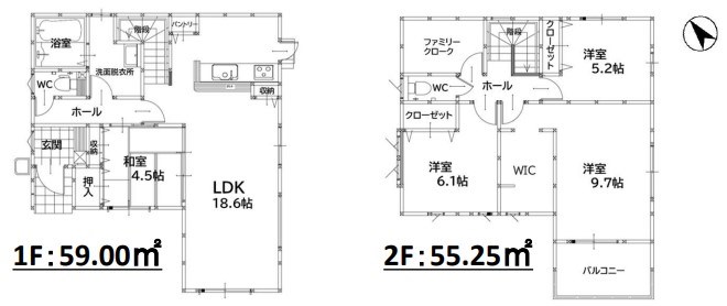 津田新町一丁目新築戸建1号棟　2期 間取図・土地図