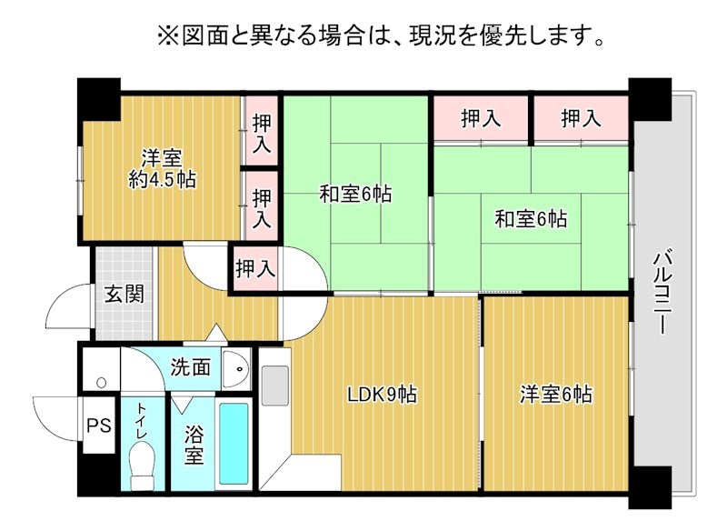 トーカンマンション下到津   間取図・土地図
