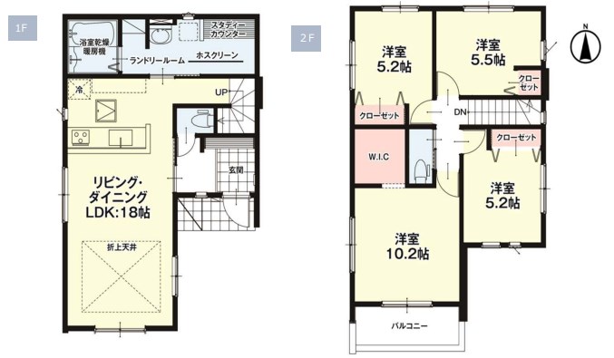 末広一丁目新築戸建1号棟　1期 間取図・土地図