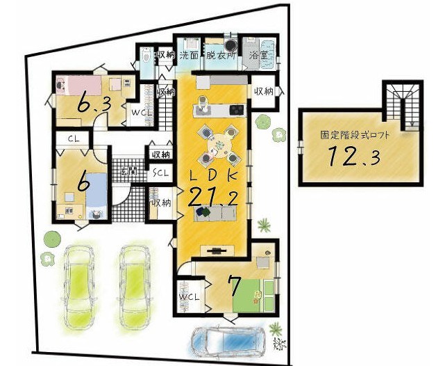 湯川新町一丁目新築戸建 間取図・土地図