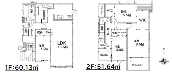 東郷五丁目新築戸建1号棟　1期 間取図・土地図