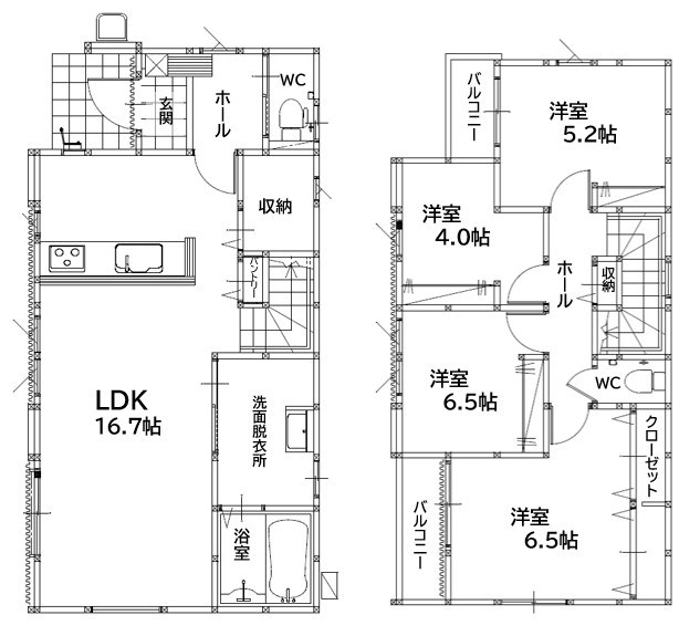 太賀四丁目新築戸建1号棟　3期 間取図・土地図