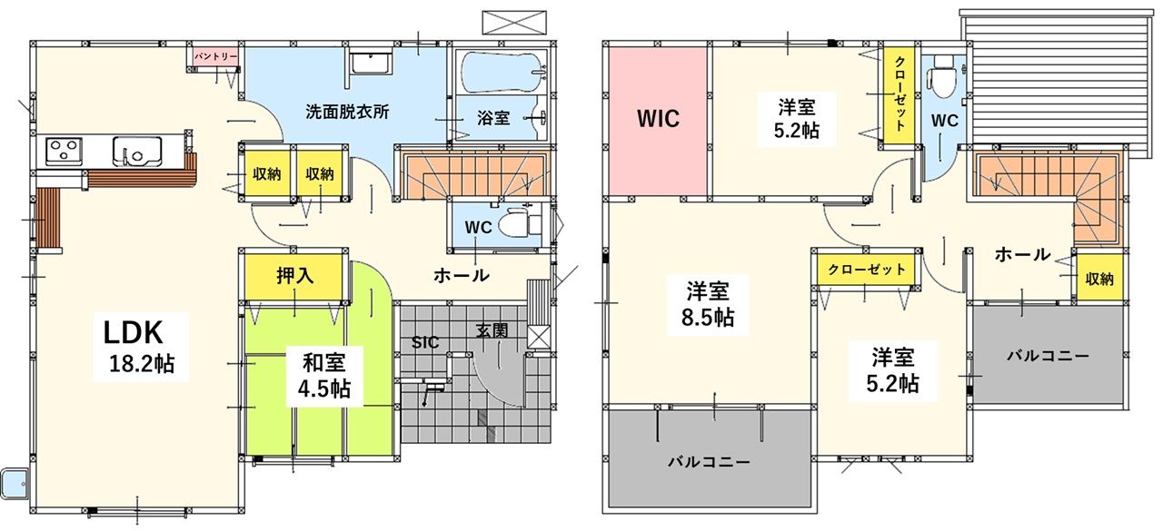 大里本町二丁目新築戸建2号棟　2期 間取図・土地図
