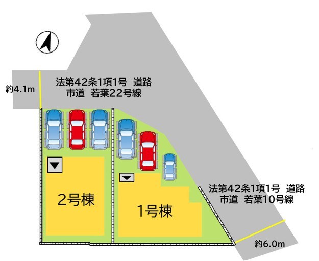 若葉一丁目新築戸建2号棟　1期  全体区画図