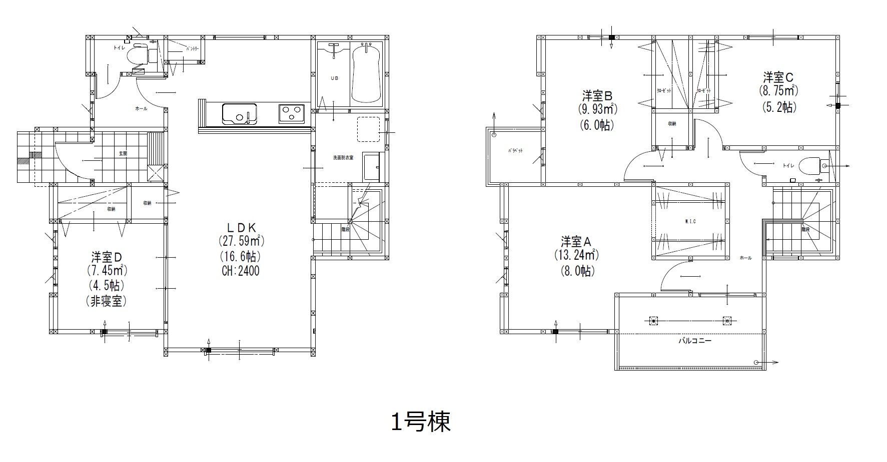 奈多二丁目新築戸建1号棟　5期 間取図・土地図