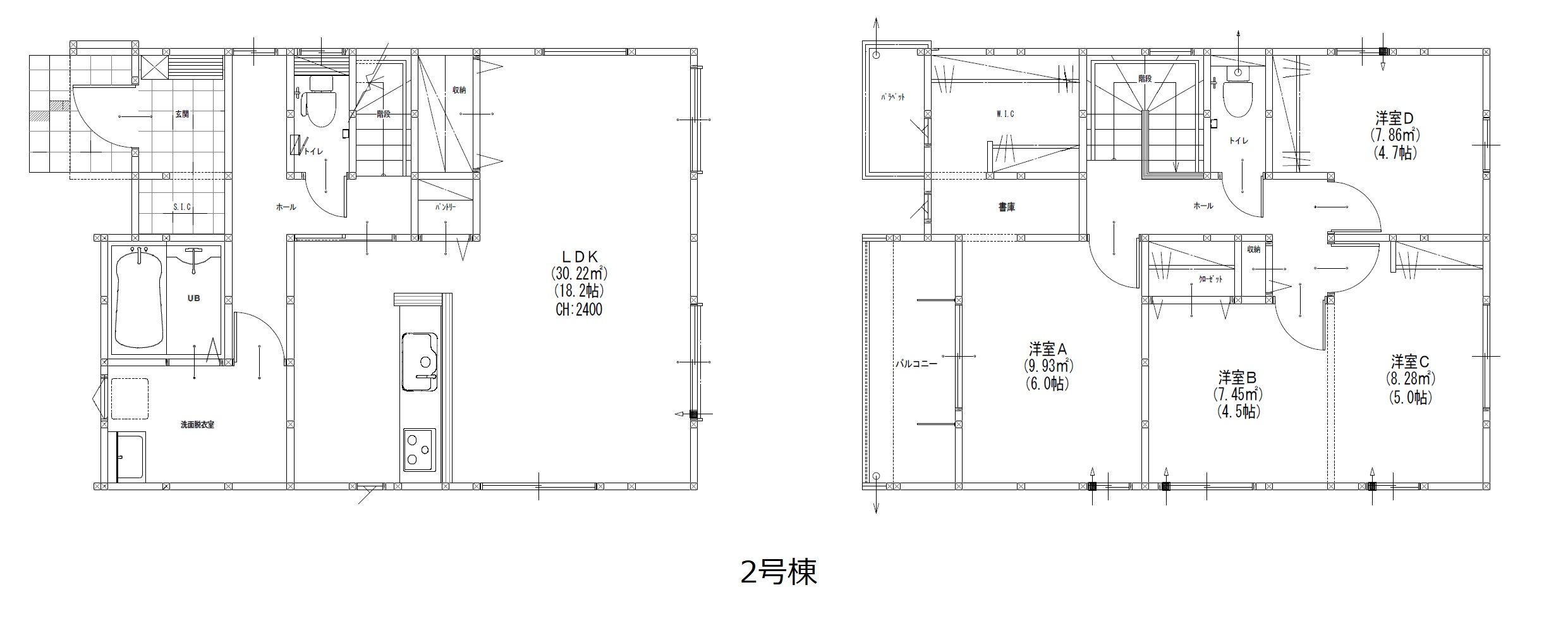 奈多二丁目新築戸建2号棟　5期 間取図・土地図