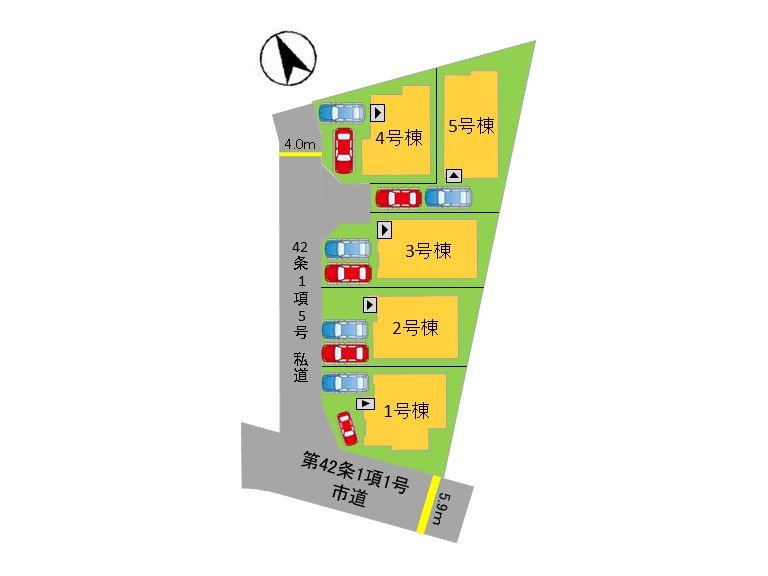 奈多二丁目新築戸建2号棟　5期 全体区画図