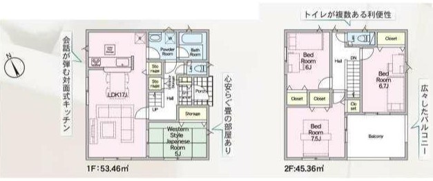 二島五丁目新築戸建2号棟　第5  間取図・土地図