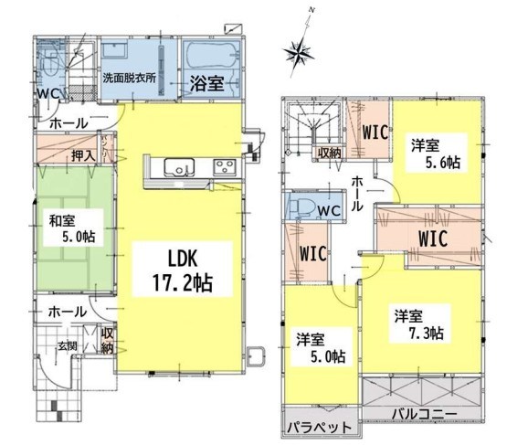 若葉二丁目新築戸建2号棟　2期 間取図・土地図