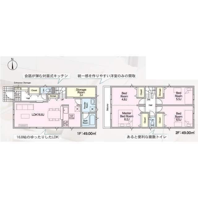 沖田三丁目新築戸建1号棟　第7 間取図・土地図