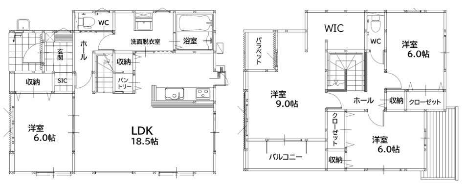 浅川町新築戸建1号棟　2期 間取図・土地図