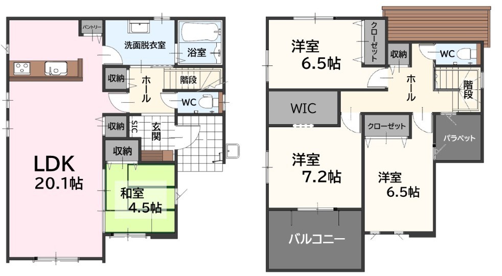 原町新築戸建1号棟　1期 間取図・土地図