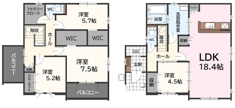 原町新築戸建2号棟　1期 間取図・土地図