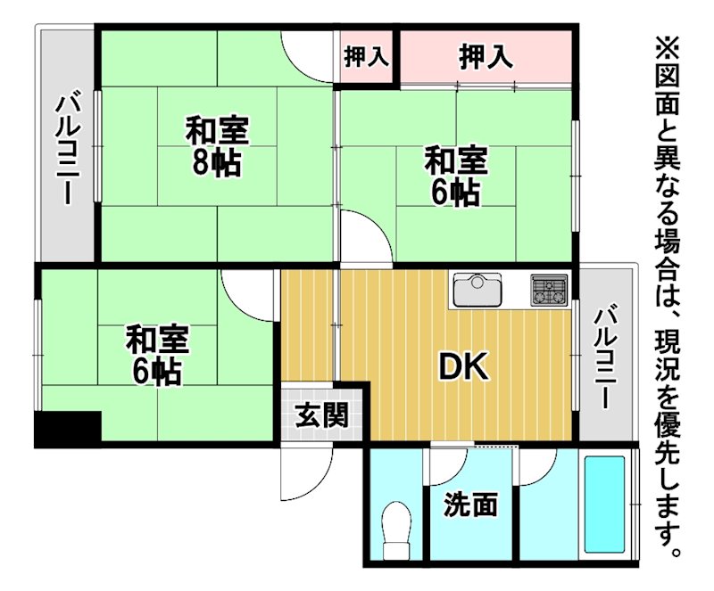 勝山北団地2号棟 間取図・土地図