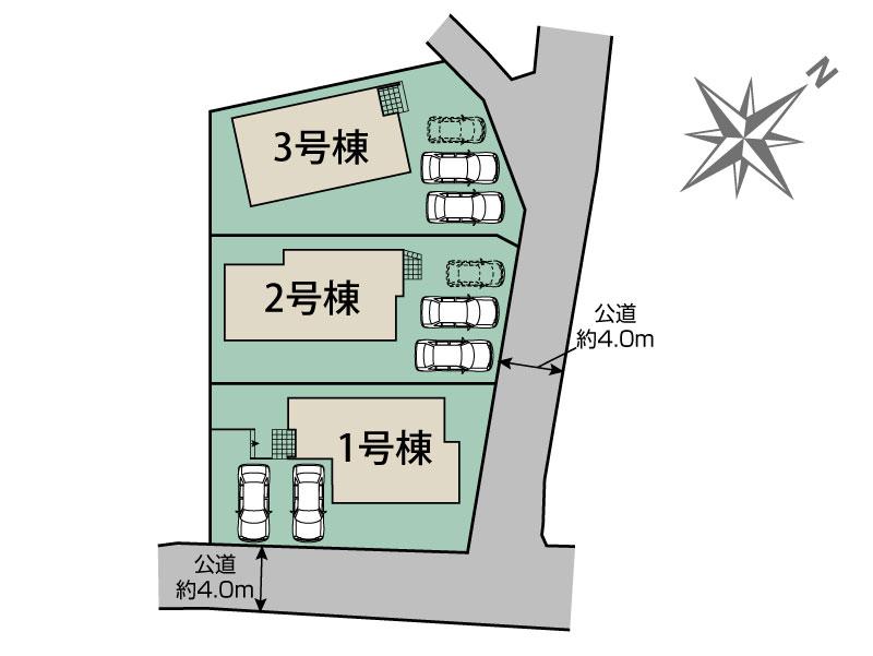 吉田東一丁目新築戸建3号棟　1期 全体区画図