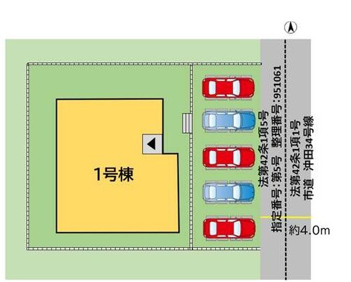 沖田三丁目新築戸建1号棟　1期 全体区画図
