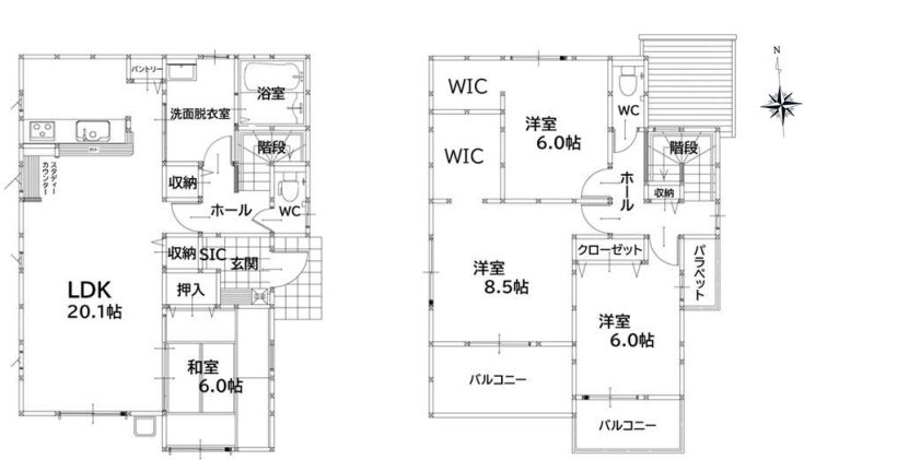 美吉野新築戸建1号棟　4期 間取図・土地図