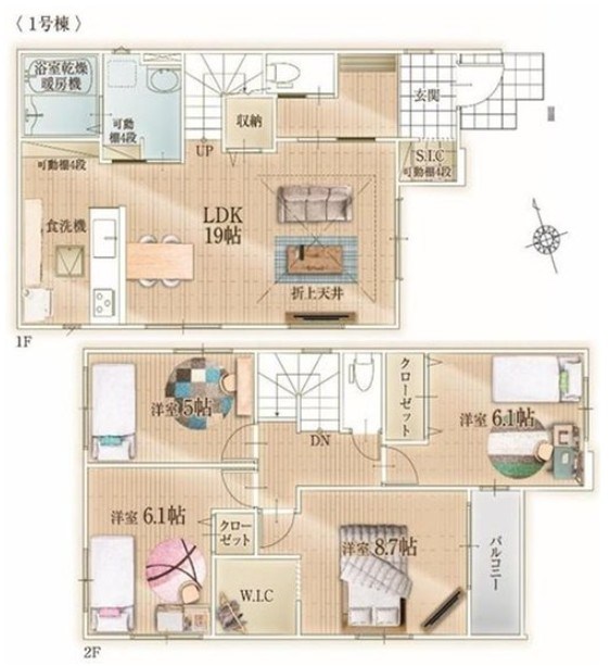 大田町新築戸建1号棟　1期 間取図・土地図