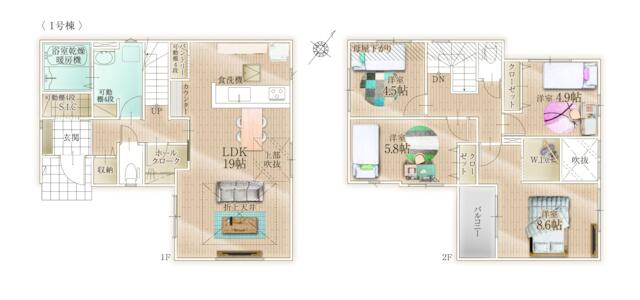 若宮四丁目新築戸建1号棟　4期 間取図・土地図