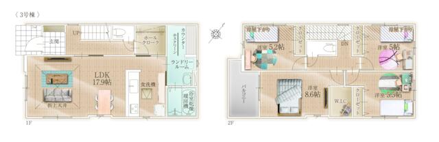 若宮四丁目新築戸建3号棟　4期 間取図・土地図