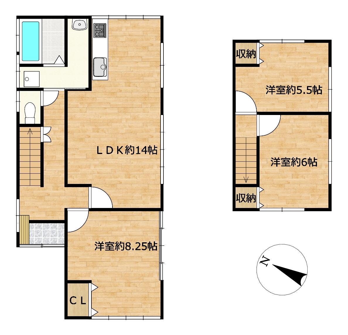 東高陽二丁目戸建 間取図・土地図