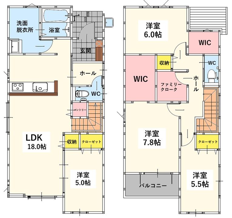 浜町三丁目新築戸建1号棟　2期 間取図・土地図