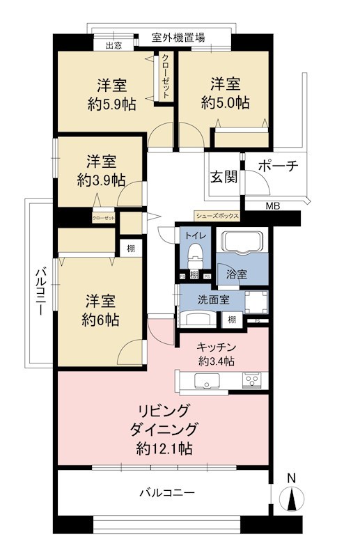 レークヒルズ野多目２番館 間取図・土地図