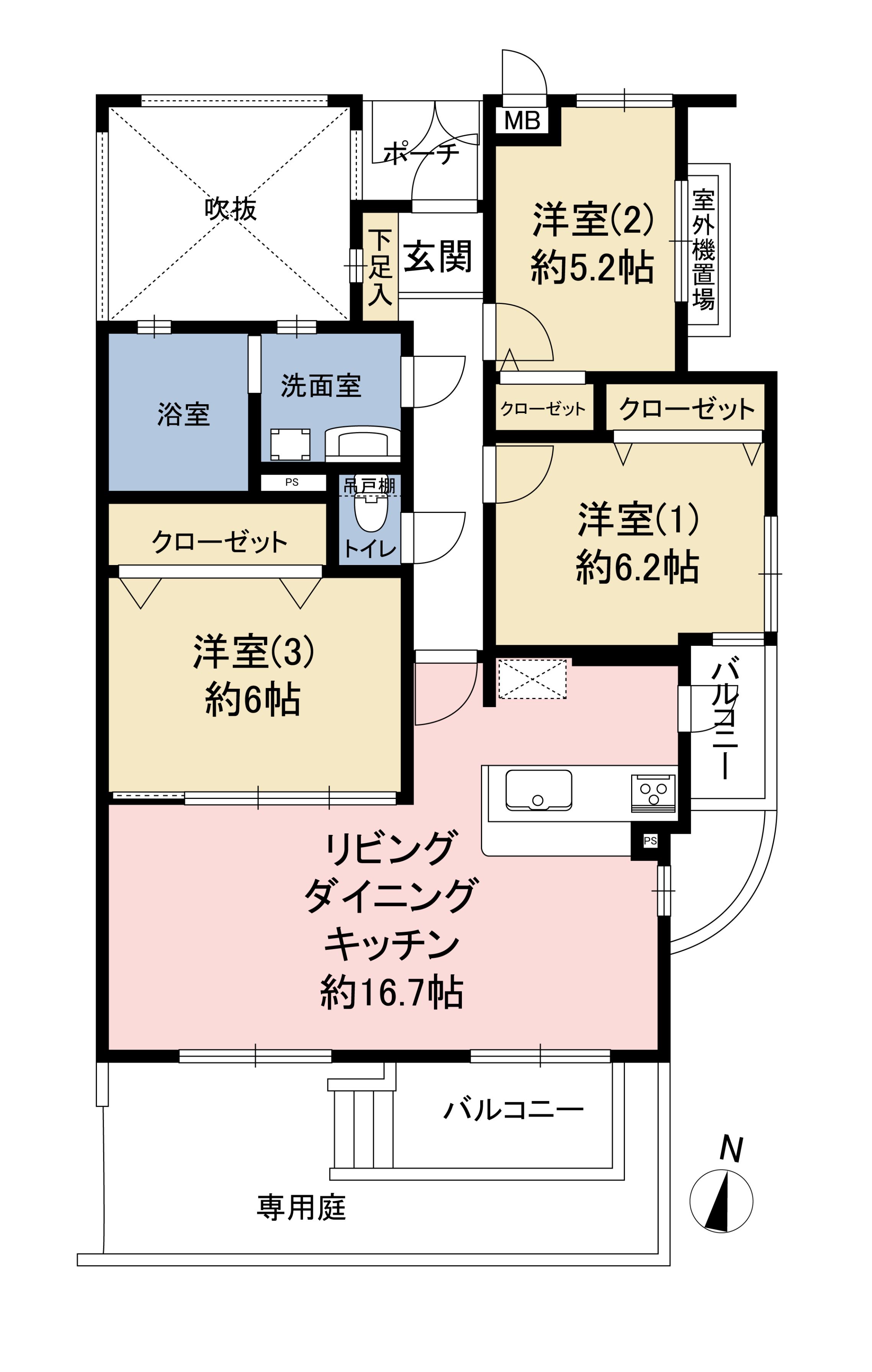 ヴィルヌーブ大池Ｄ棟 間取図・土地図