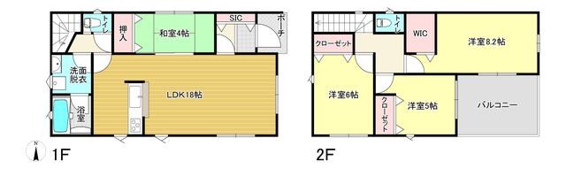 沼緑町一丁目新築戸建 間取図・土地図