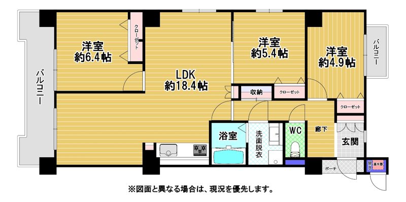 サンライフ三萩野A棟 間取図・土地図