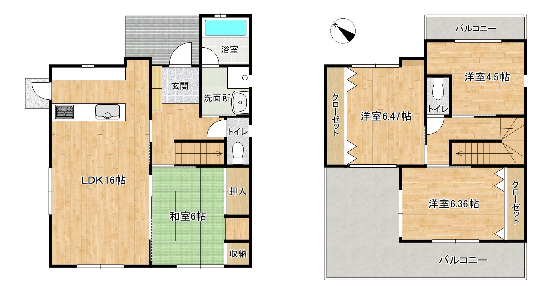 野芥六丁目戸建 間取図・土地図