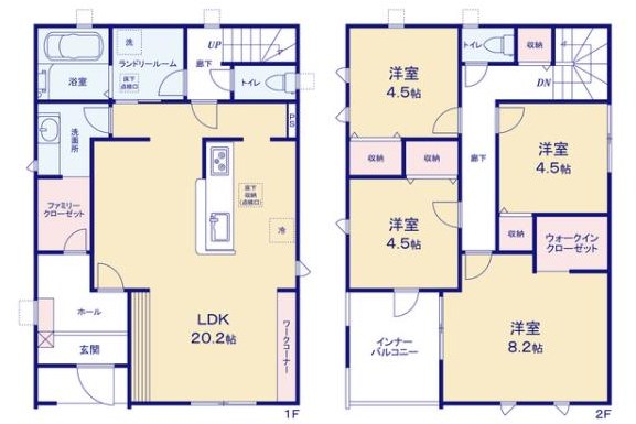 船頭町新築戸建1号棟　 間取図・土地図