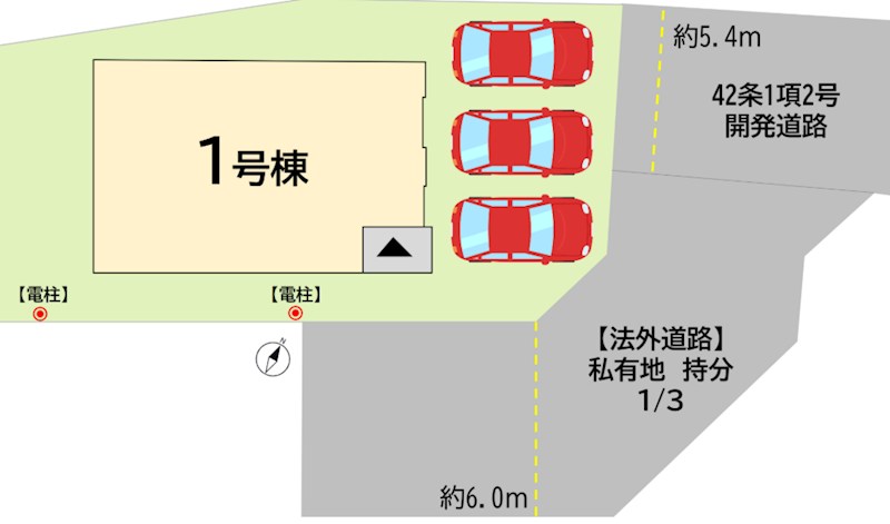 長行西一丁目新築戸建1号棟　2期 全体区画図