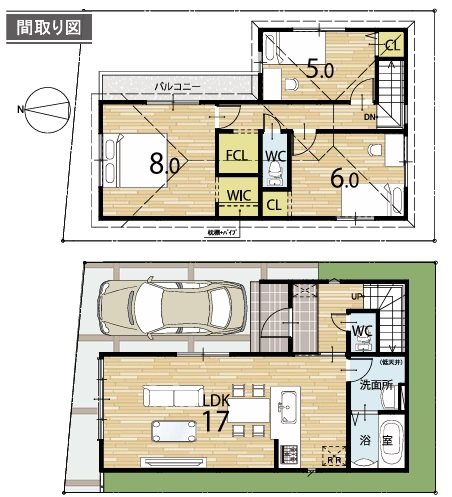 上桂御正町1期1号地 間取り図