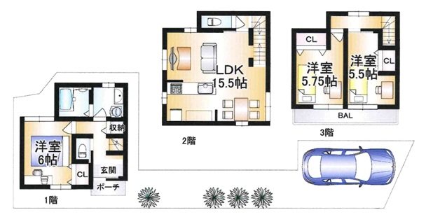 桂上野北町 間取り図
