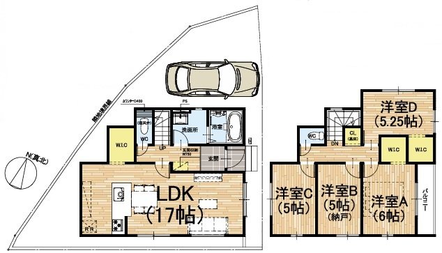 桂池尻町1期1号地 間取り図