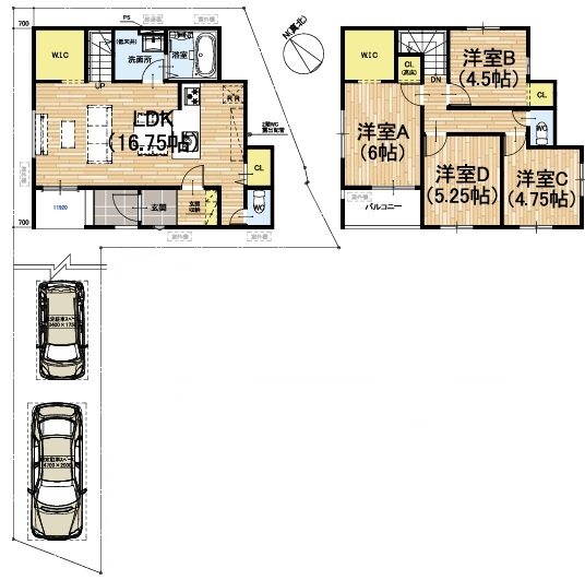 桂池尻町2期2号地  間取り図