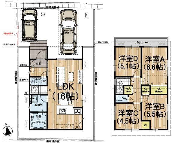 山田車塚町2期1号地 間取り図