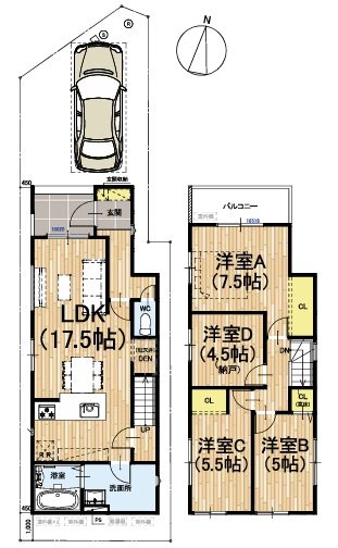 嵯峨野南浦町5期12号地 間取り図
